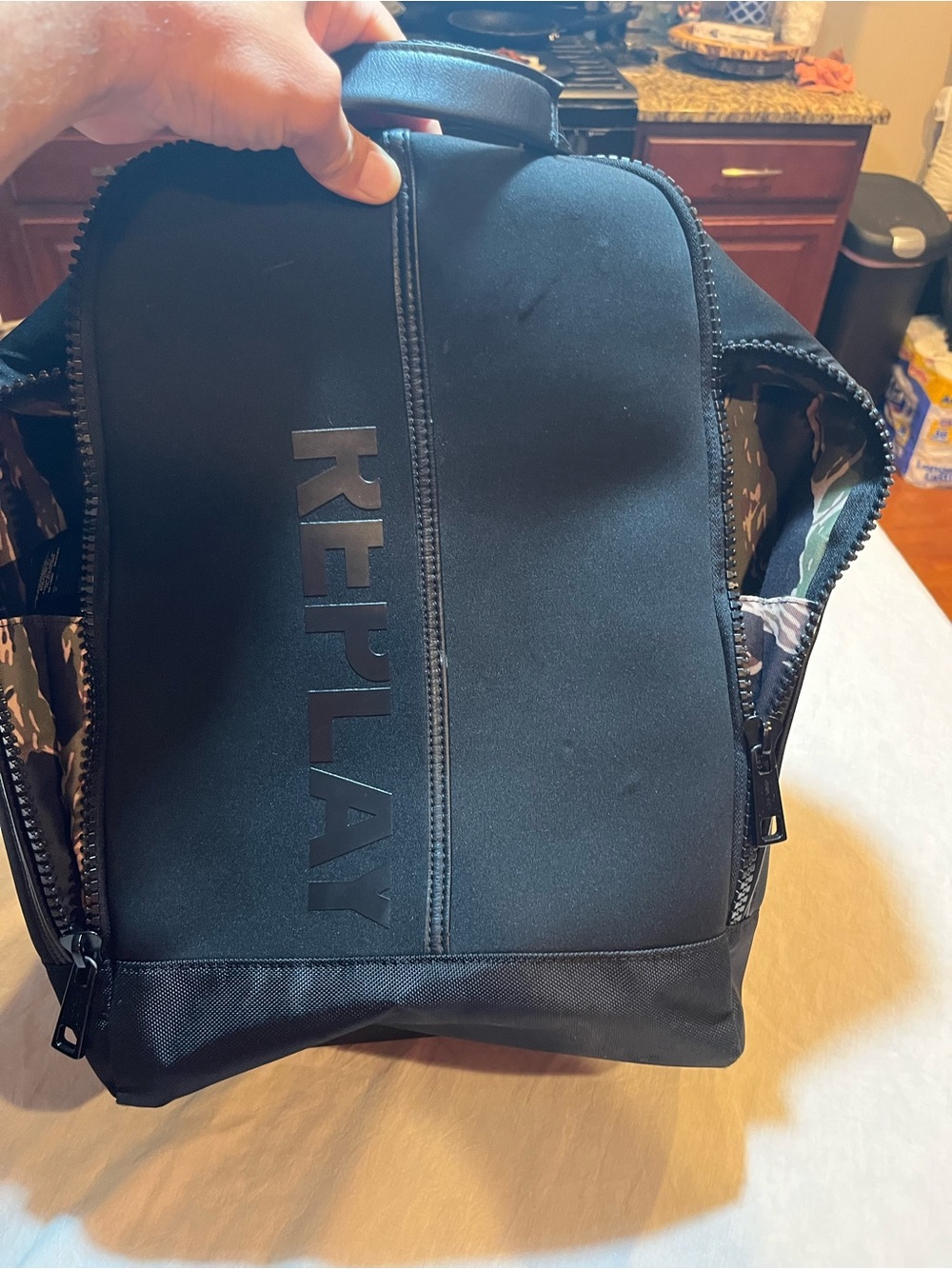 REPLAY Black Men's Backpack with Side Zip Panels